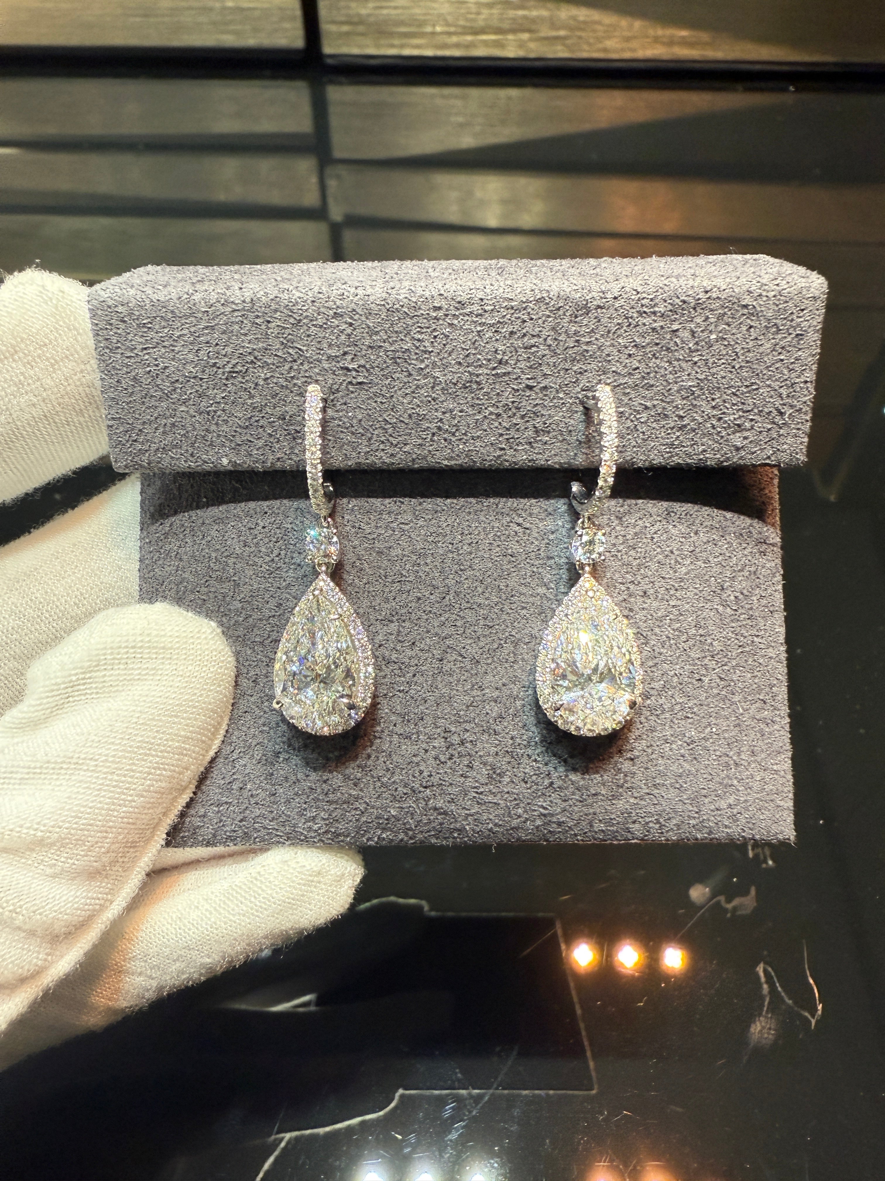7.051 ct. tw. Pear-Cut Diamond Drop Earrings