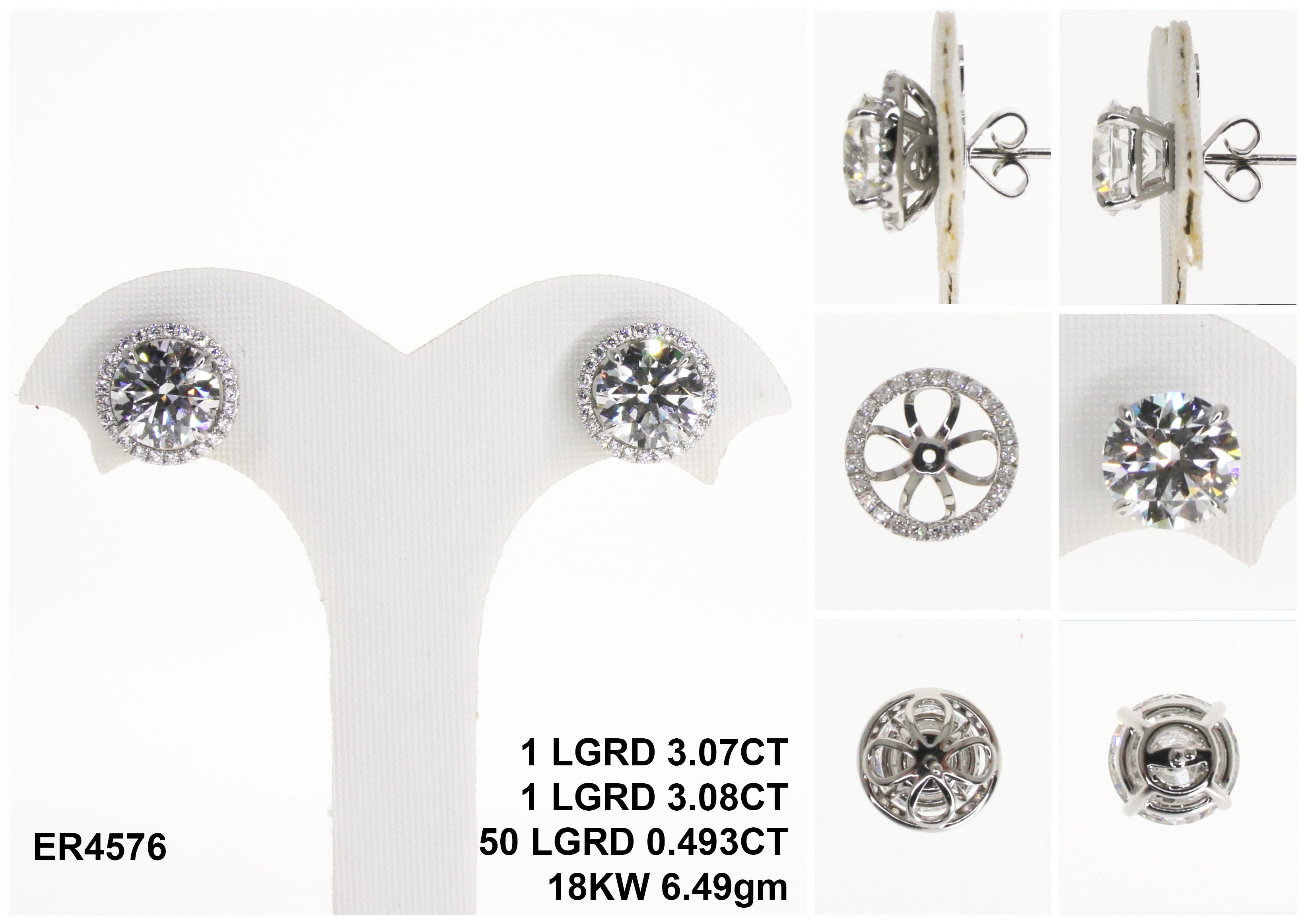 6.643 ct. tw. Round Diamond Halo Stud Earrings with Jacket
