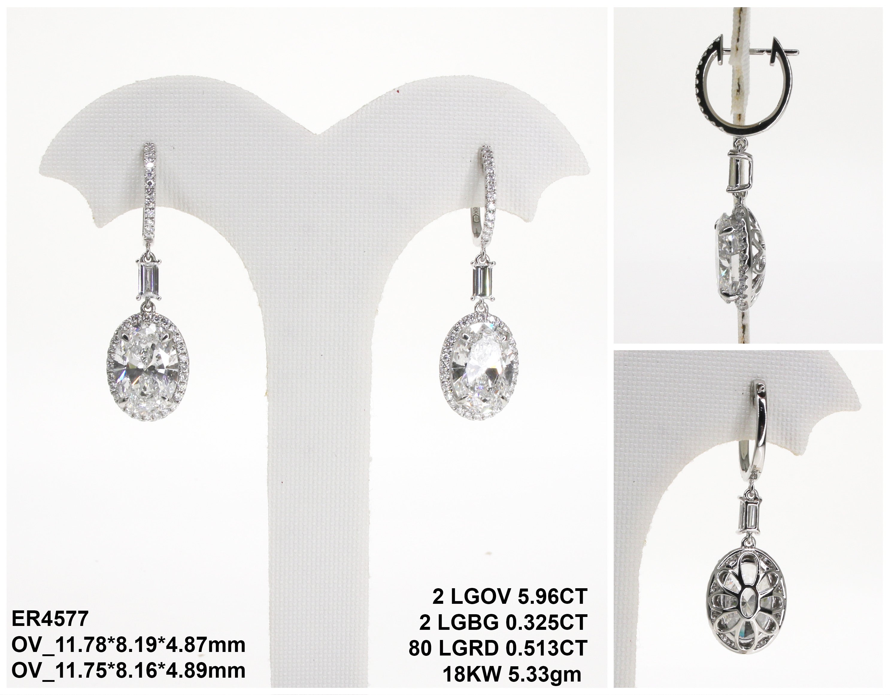 6.798 ct. tw. Oval Diamond Halo Drop Earrings