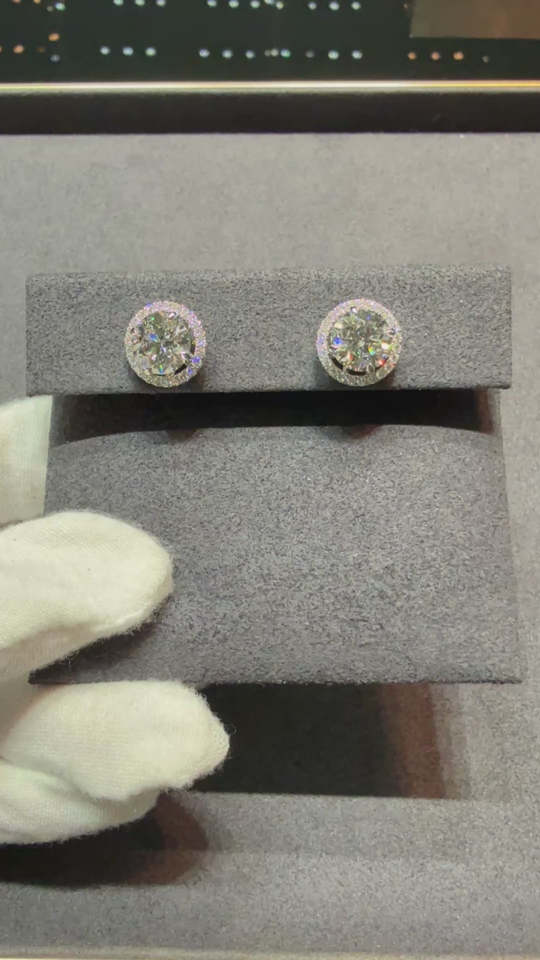 4.632 ct. tw. Round Diamond Halo Stud Earrings with Removable Jacket