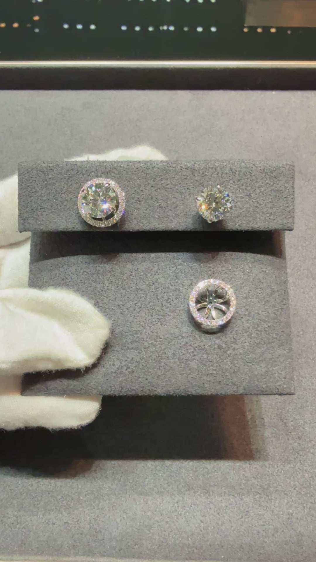 4.632 ct. tw. Round Diamond Halo Stud Earrings with Removable Jacket