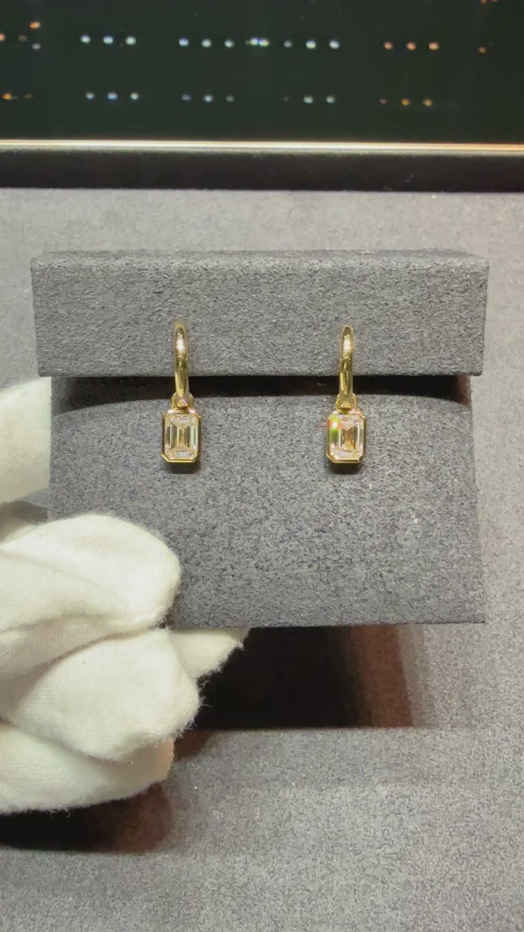 2.130 ct. tw. Emerald-Cut Diamond Bezel Drop Earring