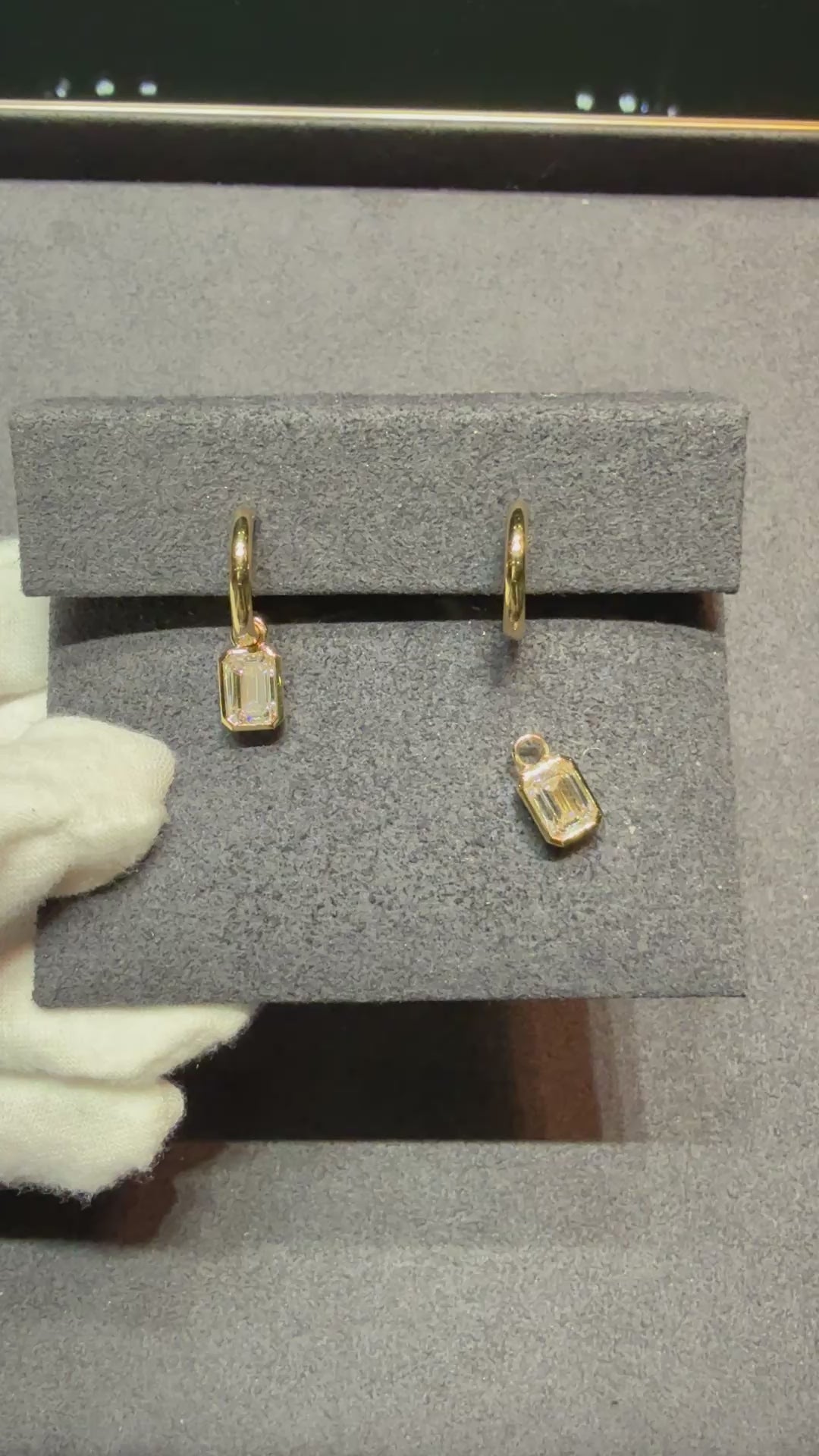 2.130 ct. tw. Emerald-Cut Diamond Bezel Drop Earring