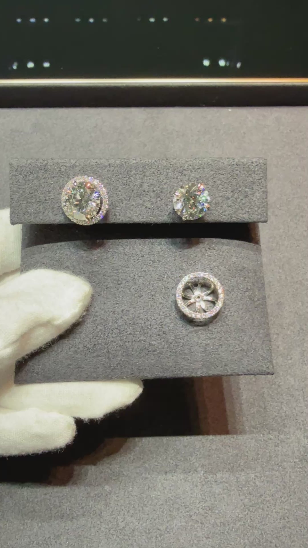 6.643 ct. tw. Round Diamond Halo Stud Earrings with Jacket